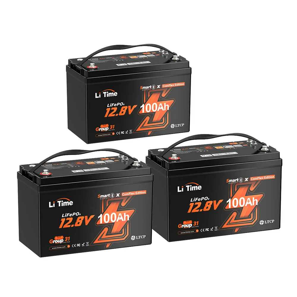 LiTime 12V 100Ah Smart ComFlex Battery with Bluetooth & Victron Communication