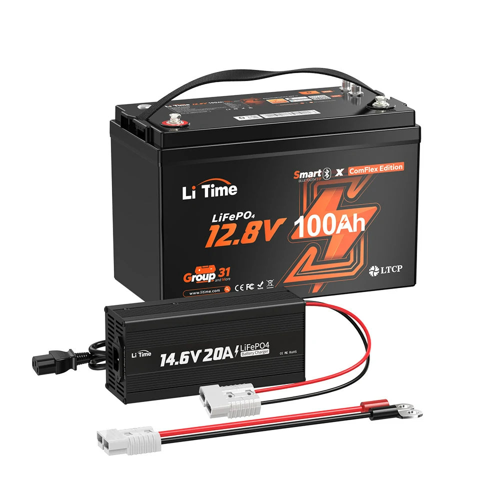 LiTime 12V 100Ah Smart ComFlex Battery with Bluetooth & Victron Communication