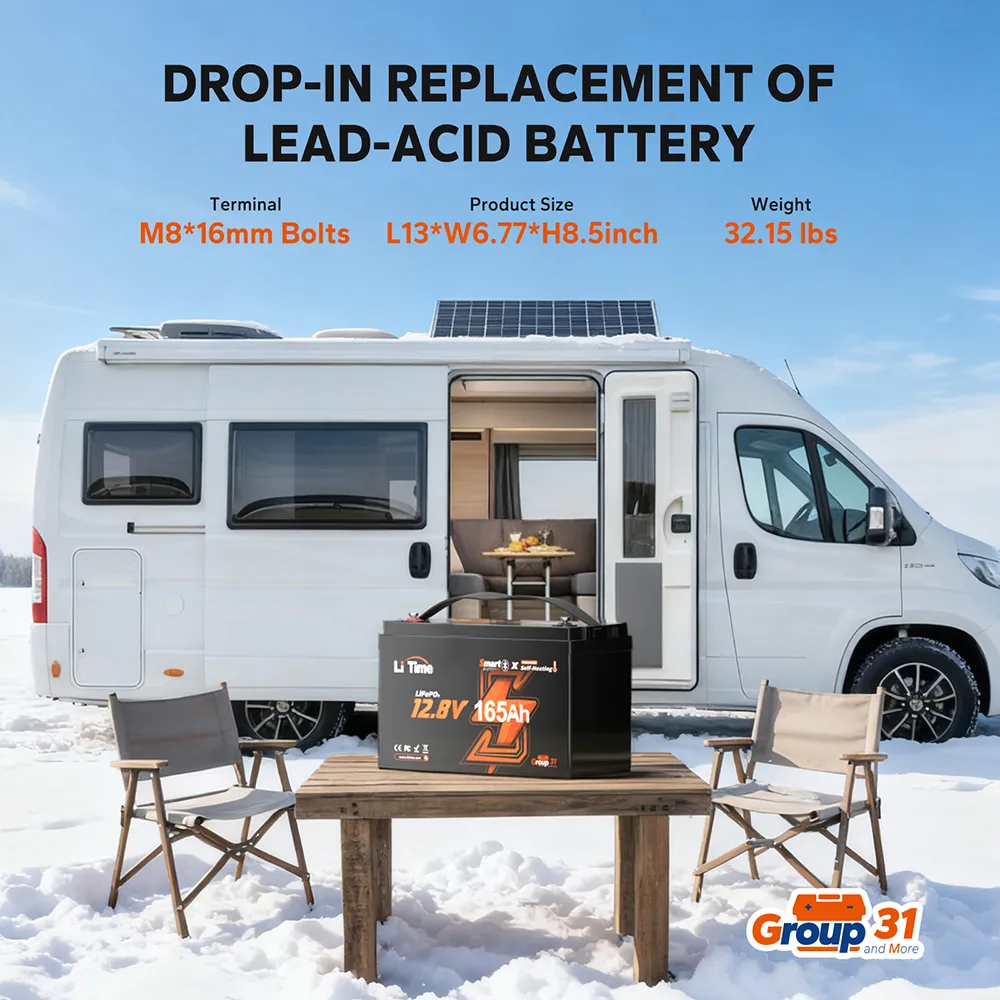 LiTime 12V 165Ah Smart Self Heating Lithium Battery for RV and Camping