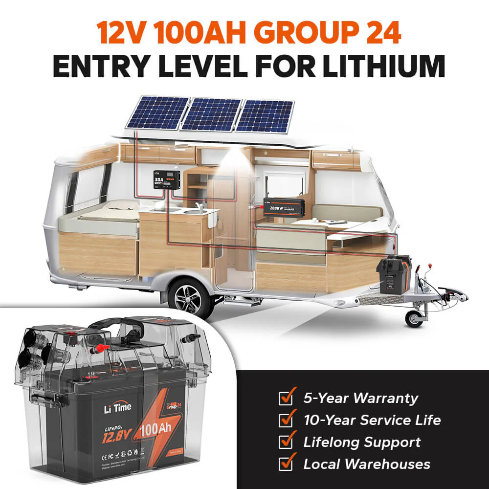 ✅Like New✅LiTime 12V 100Ah Group 24 LiFePO4 Lithium Battery