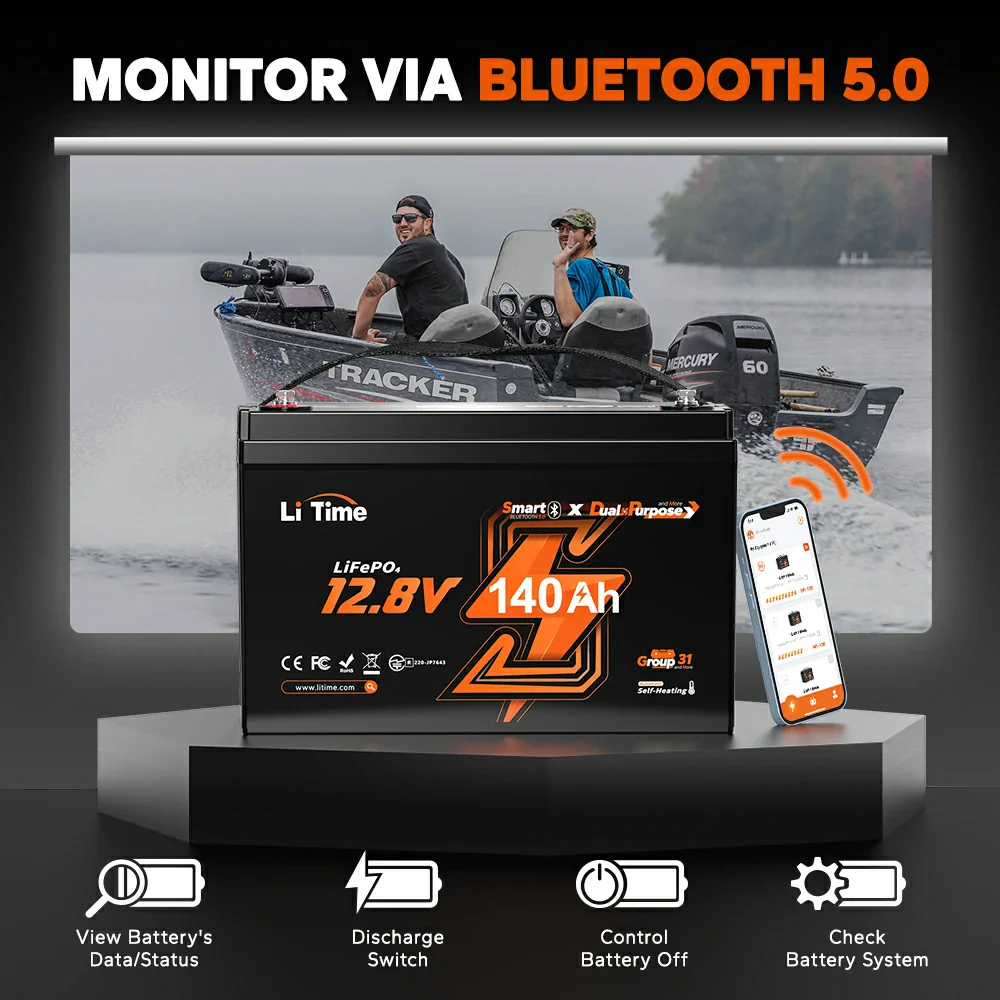 ✅Like New✅LiTime 12V 140Ah Bluetooth Dual Purpose 1000 CCA Marine Battery