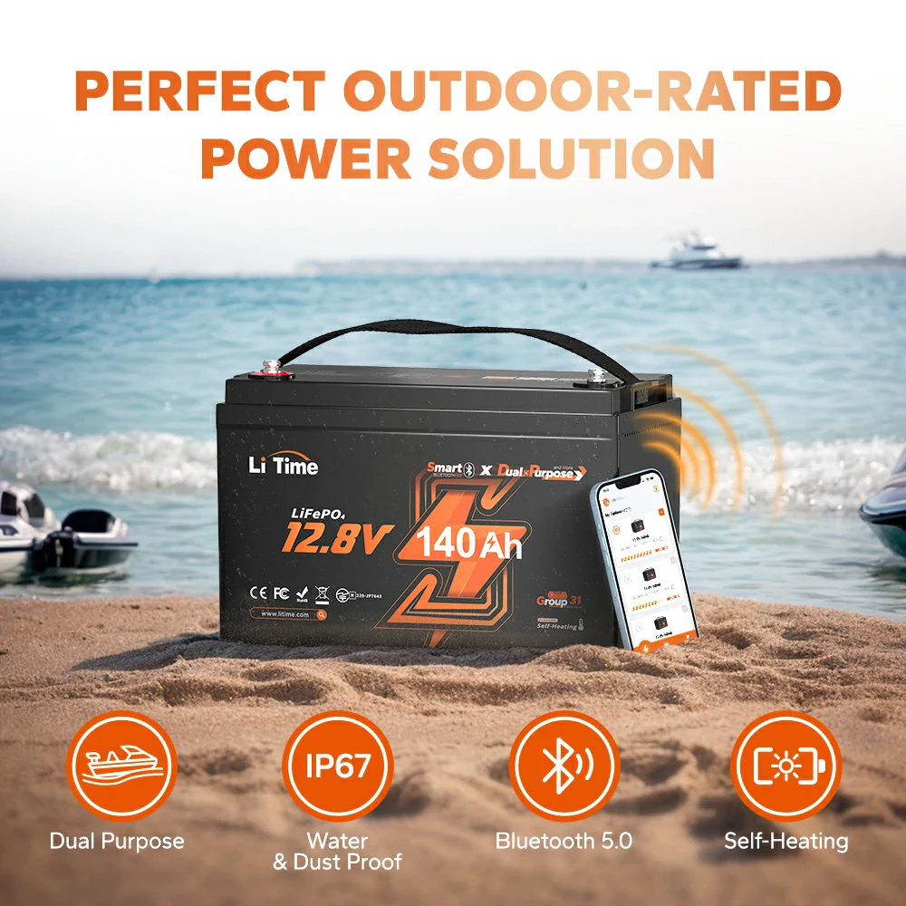 ✅Like New✅LiTime 12V 140Ah Bluetooth Dual Purpose 1000 CCA Marine Battery