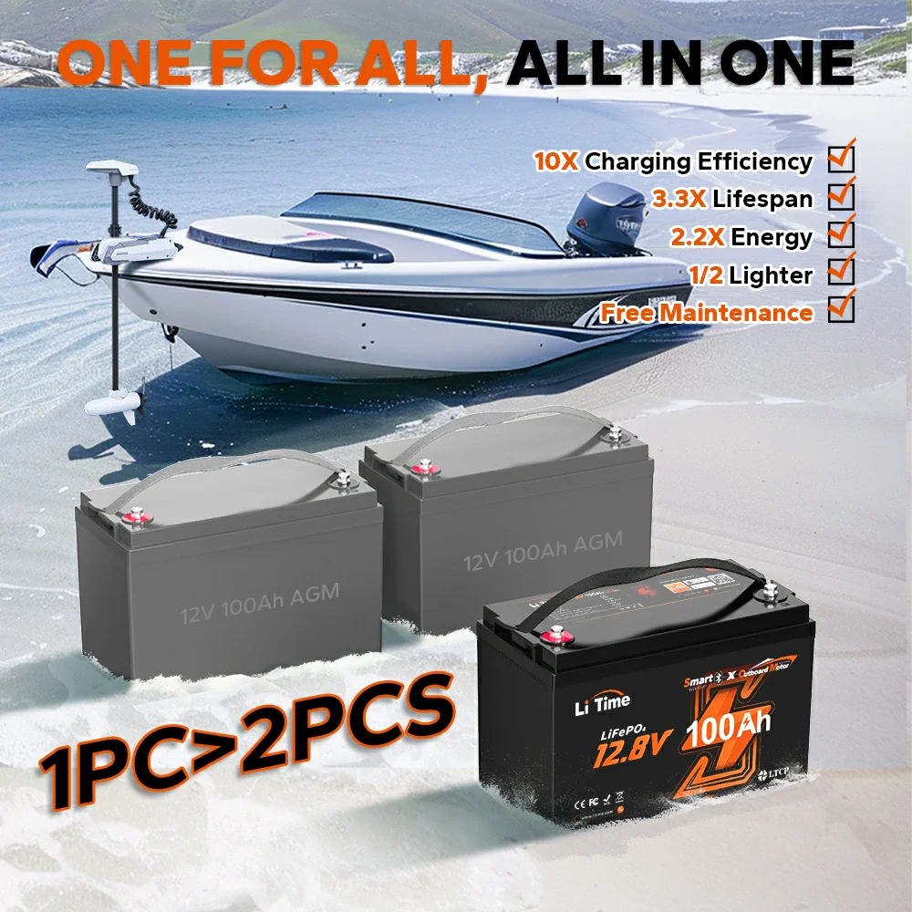✅Like New✅LiTime 12V 100Ah Marine Battery for Electric Outboard Trolling Motor