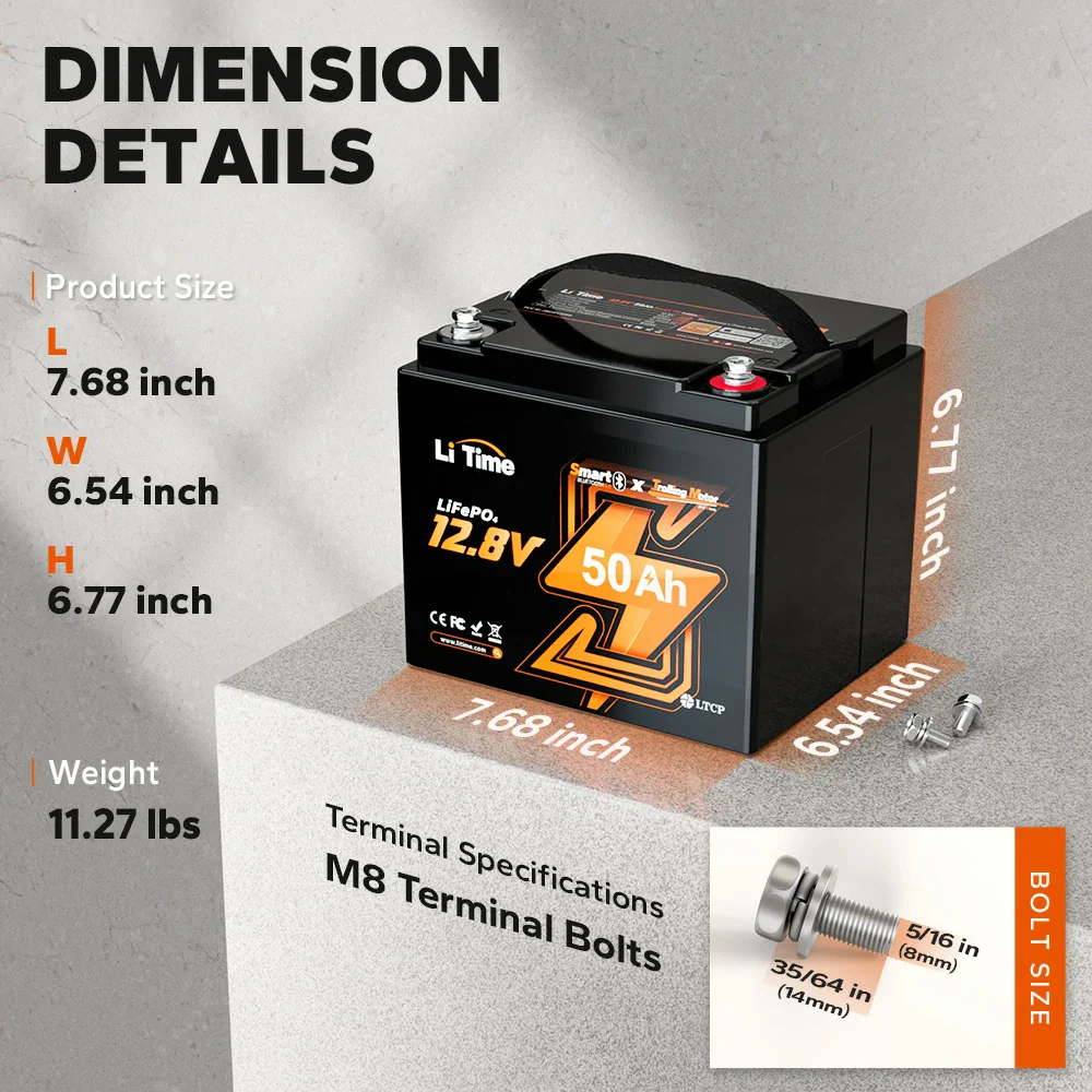 ✅Like New✅LiTime 12V 50Ah Lithium Bluetooth Battery for Trolling Motor