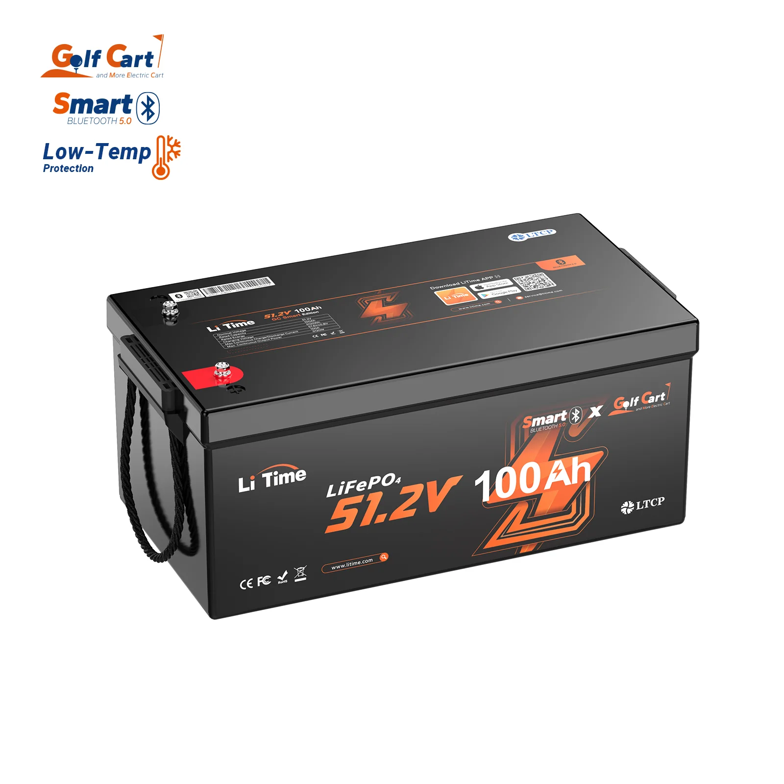 ✅Like New✅LiTime 48V (51.2V) 100Ah Golf Cart Bluetooth Lithium Battery