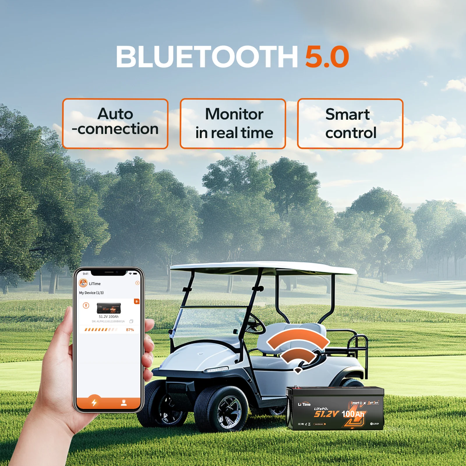✅Like New✅LiTime 48V (51.2V) 100Ah Golf Cart Bluetooth Lithium Battery