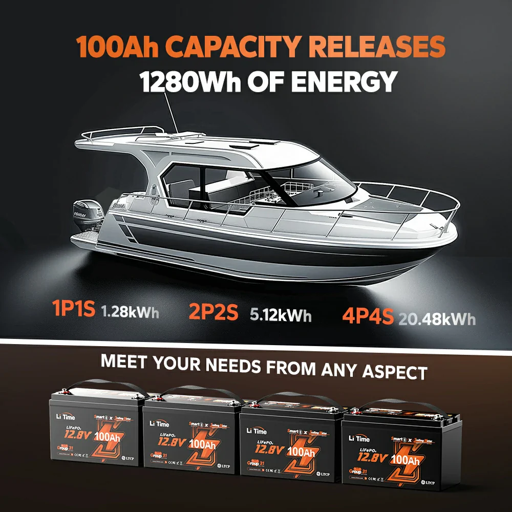 ✅Like New✅LiTime 12 Volt 100Ah TM Lithium Marine Trolling Motor Battery with Bluetooth