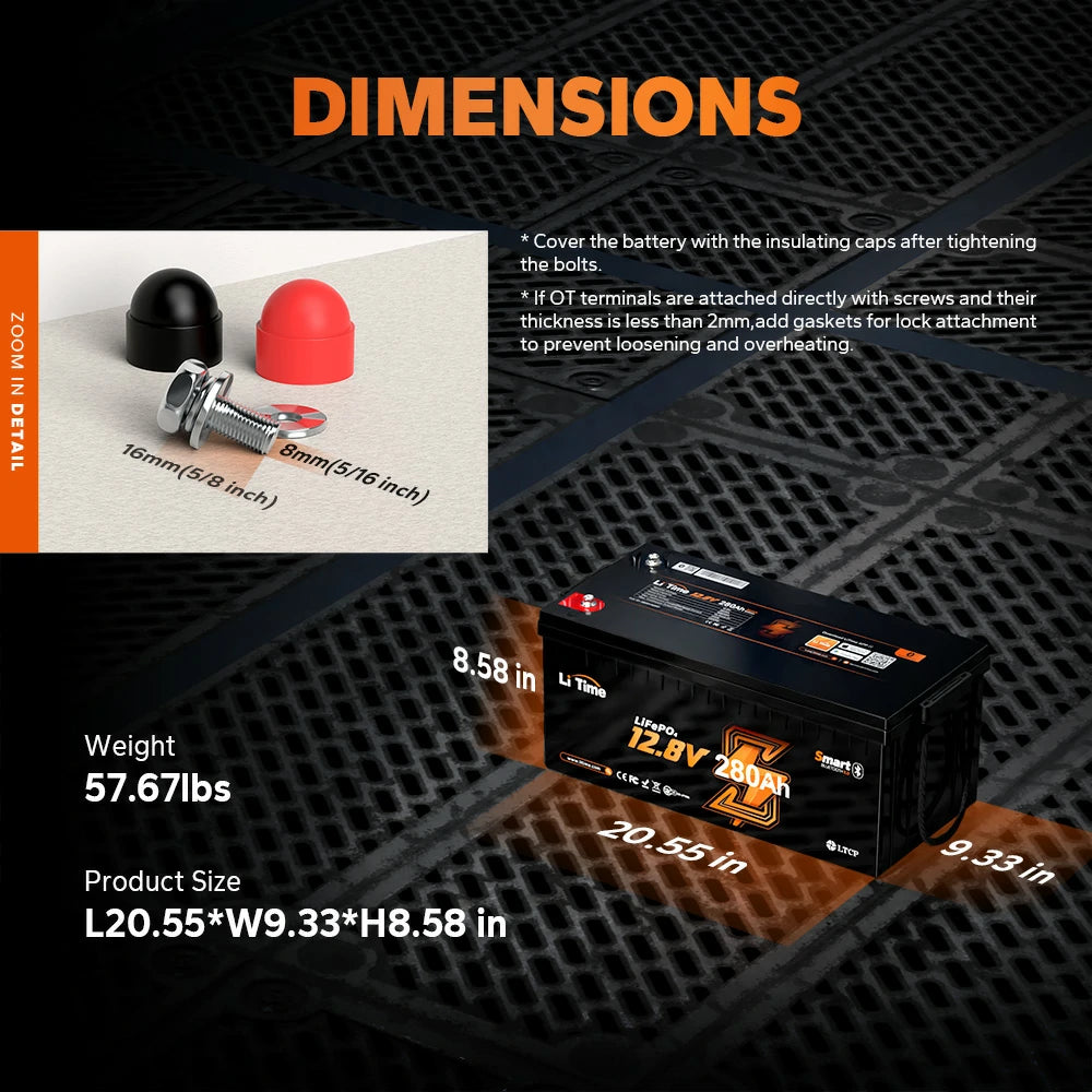 ✅Like New✅LiTime 12V 280Ah Bluetooth Deep Cycle Battery with Low-Temp Protection