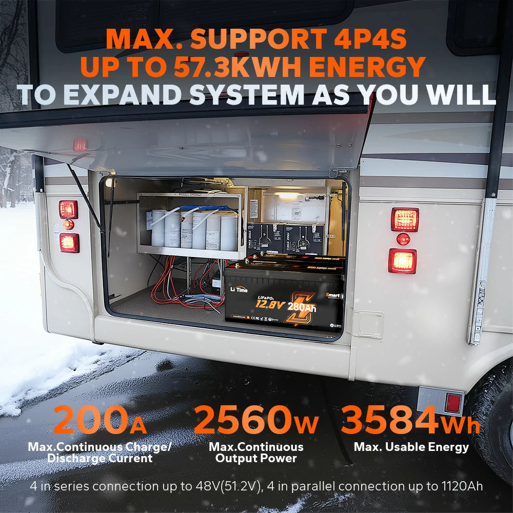 ✅Like New✅LiTime 12V 280Ah Bluetooth Deep Cycle Battery with Low-Temp Protection