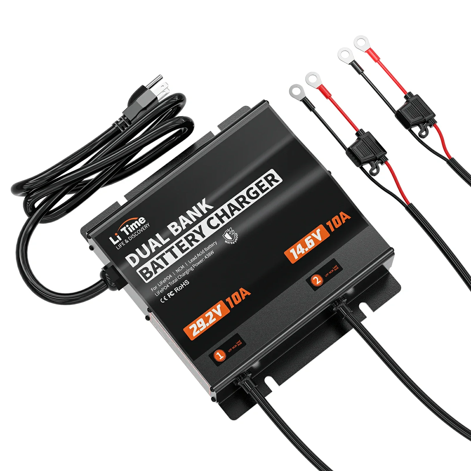 ✅Like New✅LiTime 10A 2 Bank 12V + 24V Battery Charger