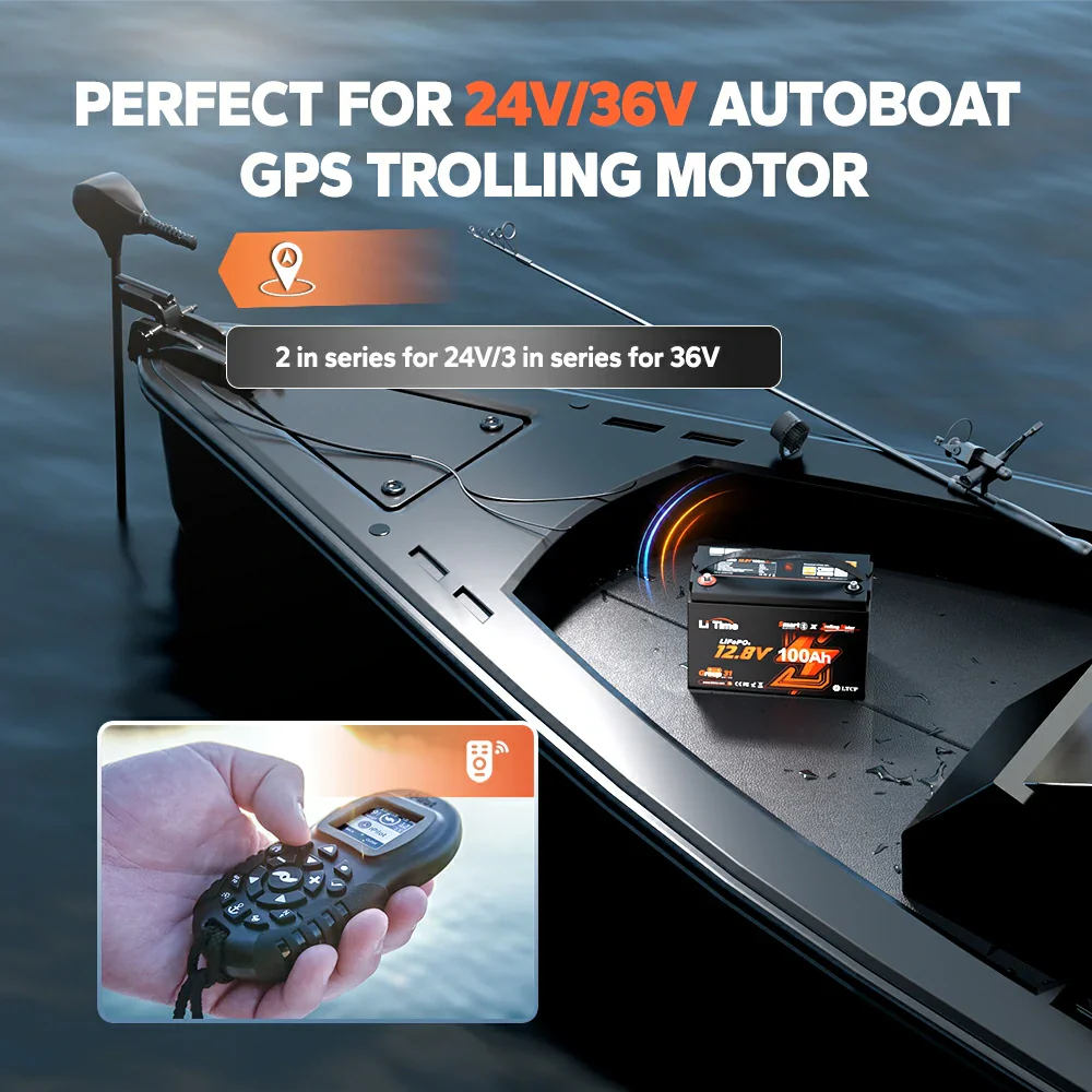 ✅Like New✅LiTime 12 Volt 100Ah TM Lithium Marine Trolling Motor Battery with Bluetooth