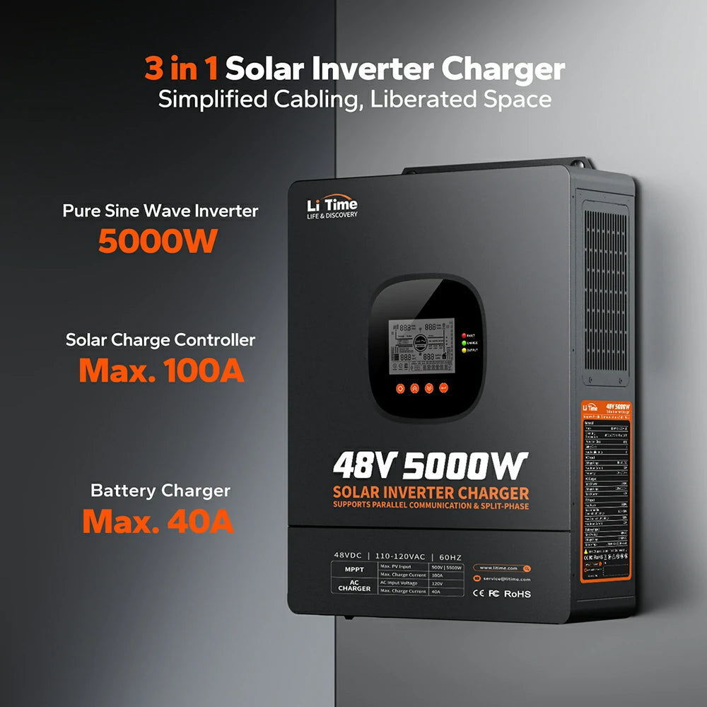 LiTime 48V 5kW Split Phase All-In-One Solar Inverter Charger