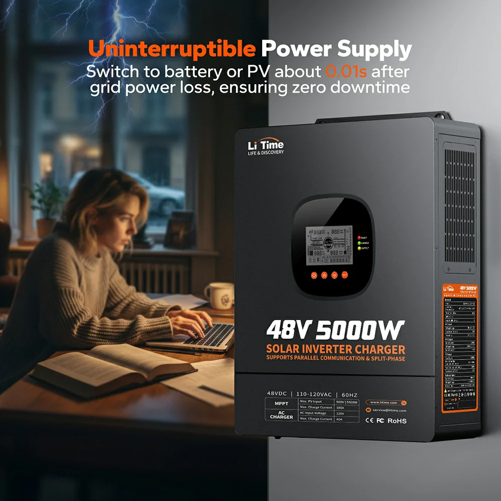 LiTime 48V 5kW Split Phase All-In-One Solar Inverter Charger
