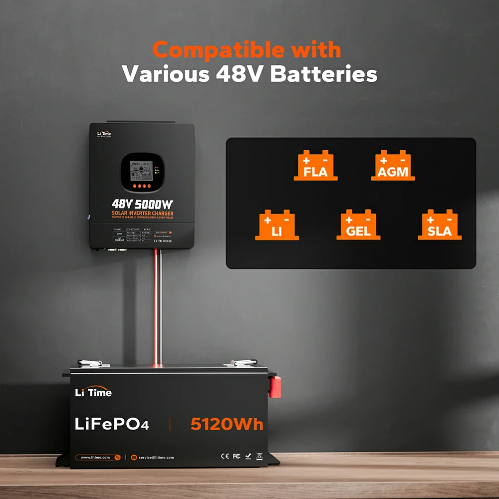 LiTime 48V 5kW Split Phase All-In-One Solar Inverter Charger