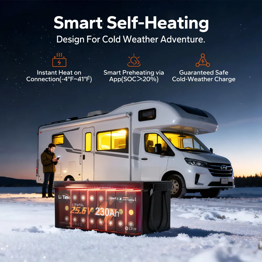 LiTime 24V 230Ah Smart Self Heating Lithium Battery for RV and Off-Grid