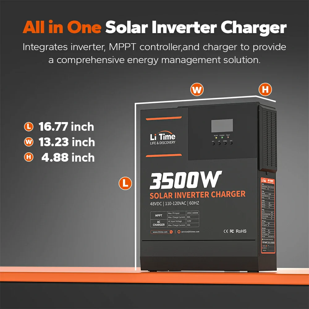 ✅Like New✅LiTime 48V 3500 Watt Pure Sine Wave All in One Solar Inverter Charger for Home