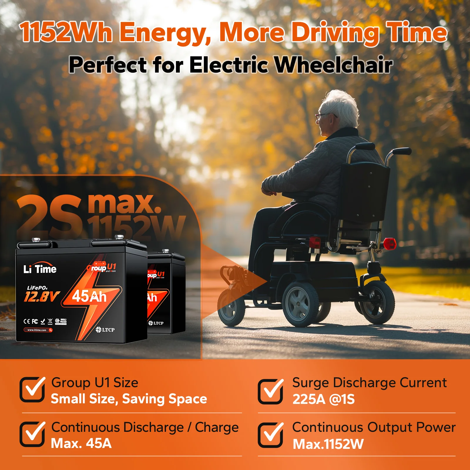 ✅Like New✅LiTime 12V 45Ah U1 Lithium Battery for Trolling Motor, Wheelchair & Mobility Scooter 572 ✅Like New✅LiTime 12V 45Ah U1 Lithium Battery for Trolling Motor, Wheelchair & Mobility Scooter
