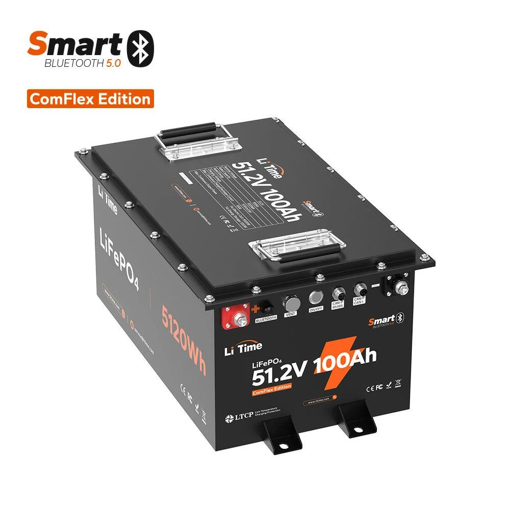 LiTime 48V(51.2V) 100Ah Bluetooth Golf Cart Lithium Battery with Real-Time Monitoring