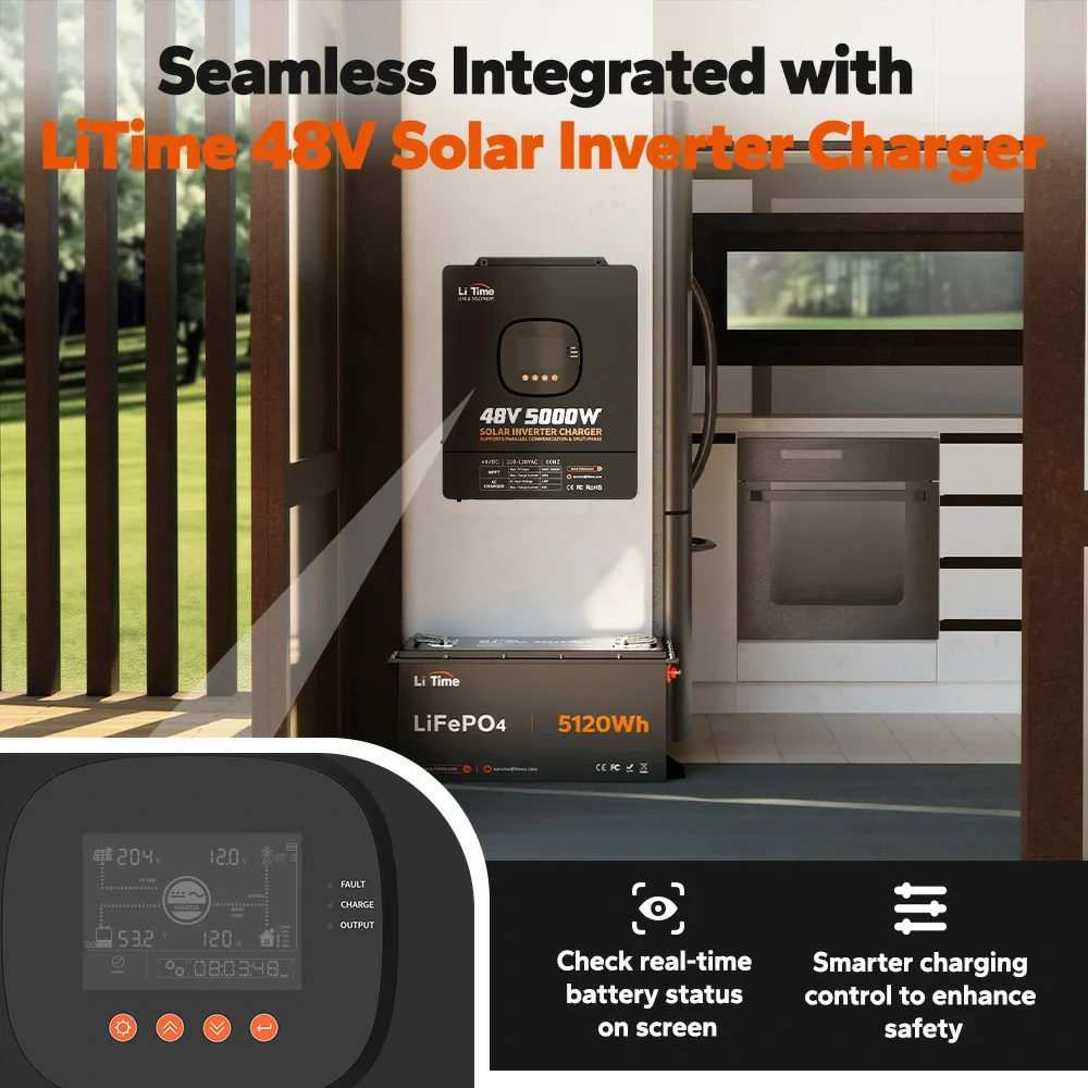 LiTime 48V(51.2V) 100Ah Smart ComFlex Lithium Battery with Bluetooth & Victron Communication 5 LiTime 48V(51.2V) 100Ah Smart ComFlex Lithium Battery with Bluetooth & Victron Communication