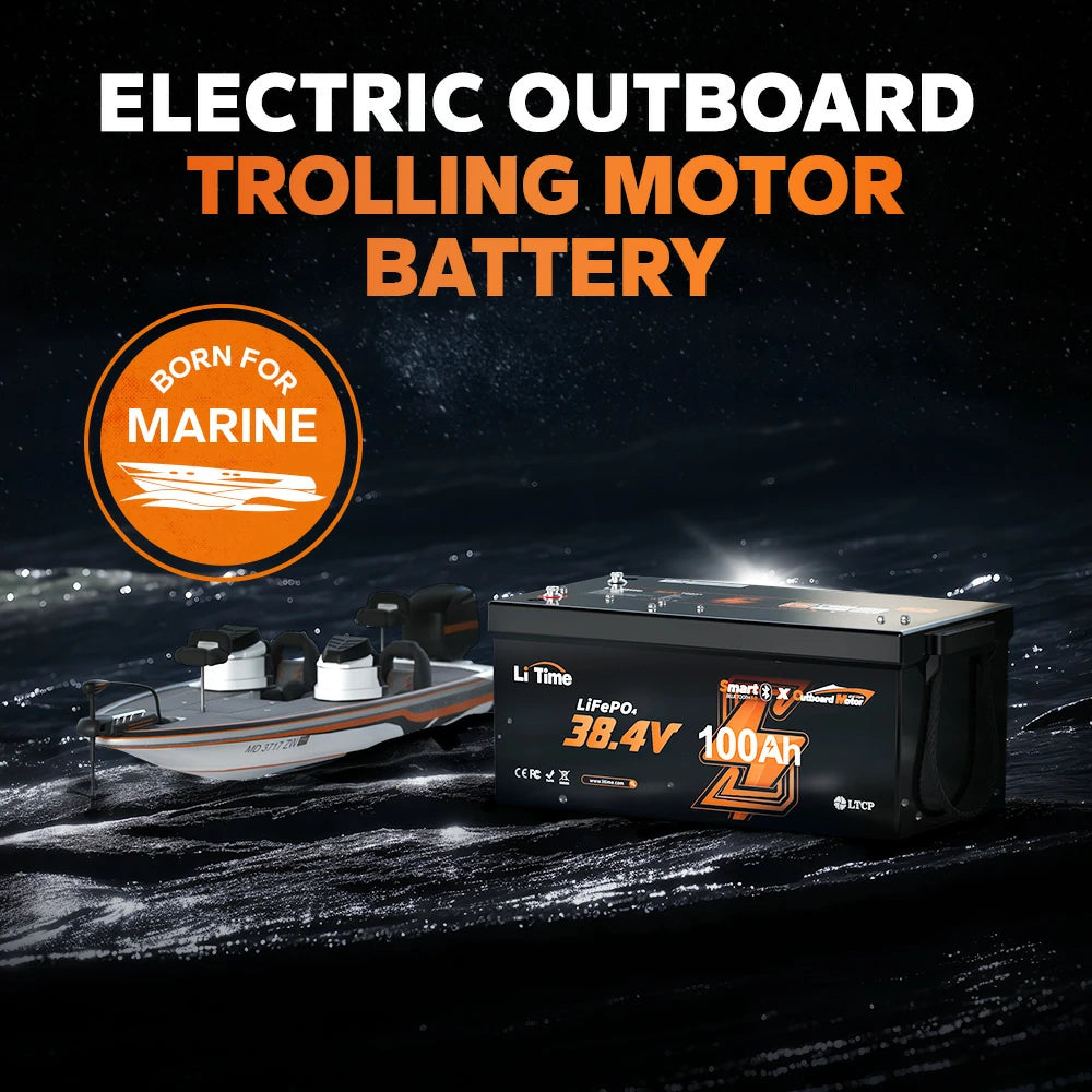 ✅Like New✅LiTime 36V 100Ah OBM Outboard Motor Lithium Marine Electric Boat Battery