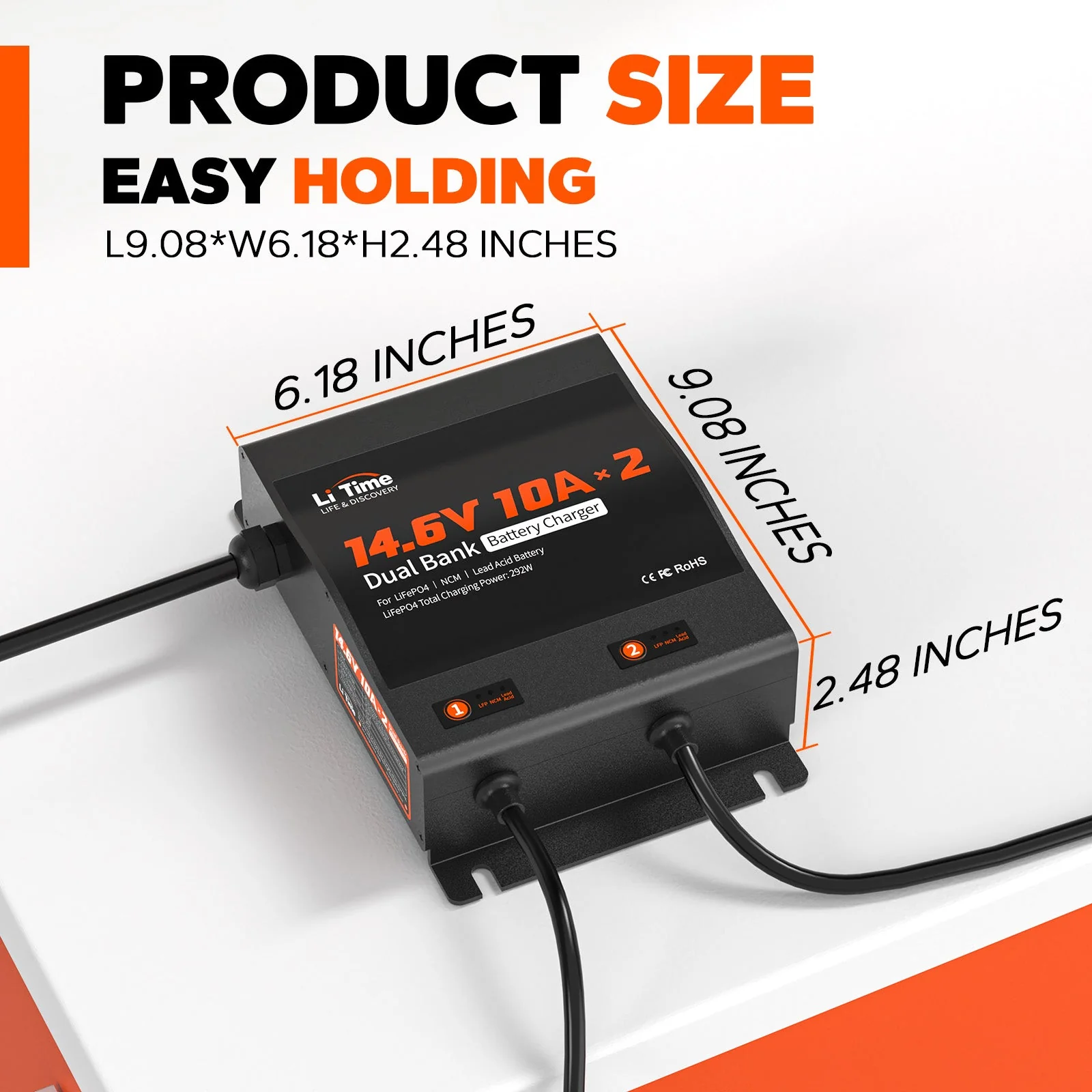 ✅Like New✅LiTime 2 Bank 12V 10A Battery Charger