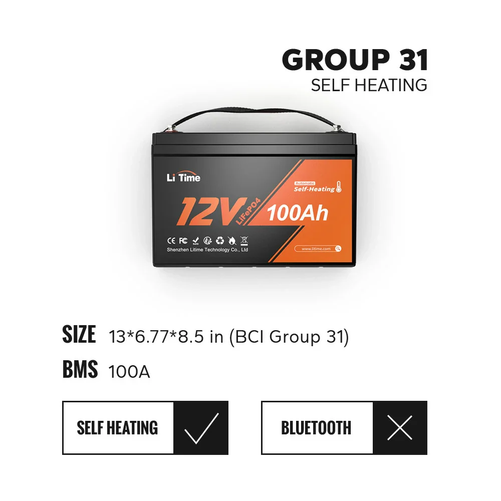 LiTime 12V 100Ah Batteries for Marine & RV