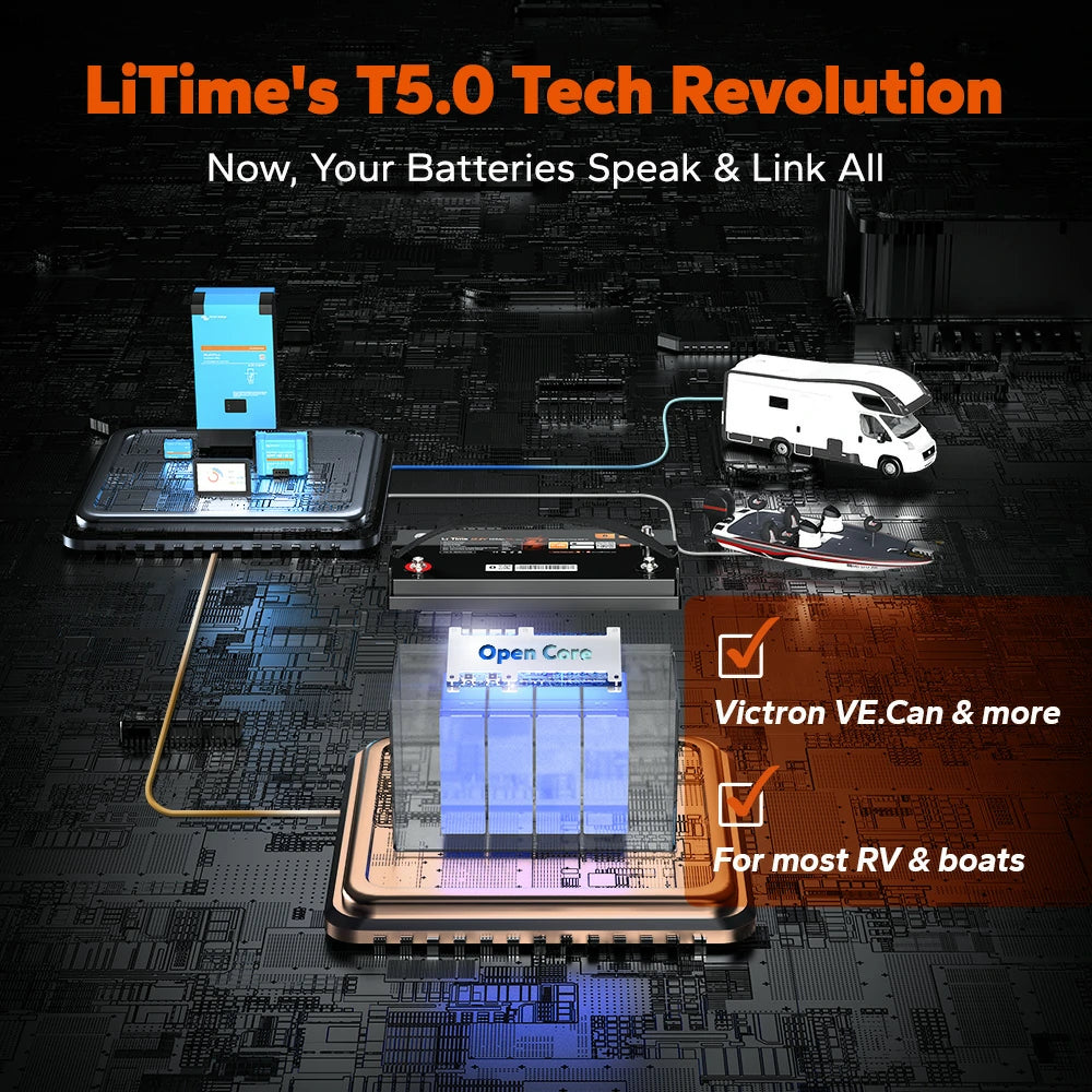 LiTime 12V 100Ah Batteries for Marine & RV