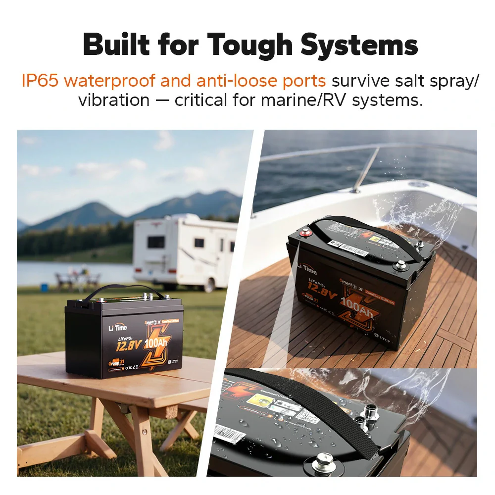 LiTime 12V 100Ah Batteries for Marine & RV