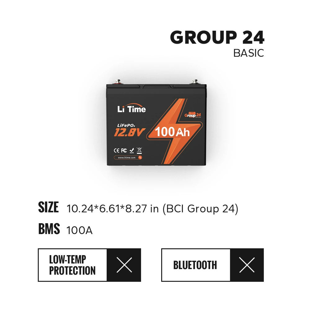 LiTime 12V 100Ah Batteries for Marine & RV