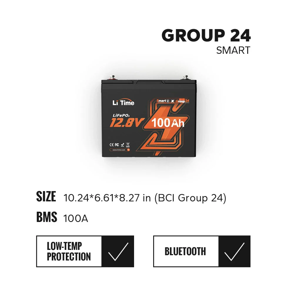 LiTime 12V 100Ah Batteries for Marine & RV