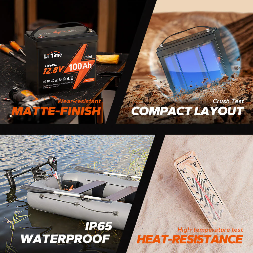LiTime 12V 100Ah Batteries for Marine & RV