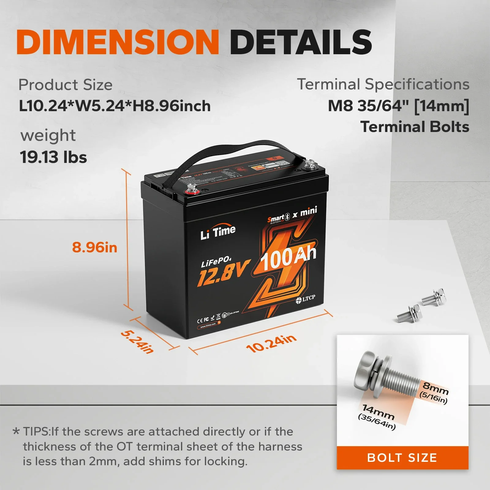 LiTime 12V 100Ah Batteries for Marine & RV
