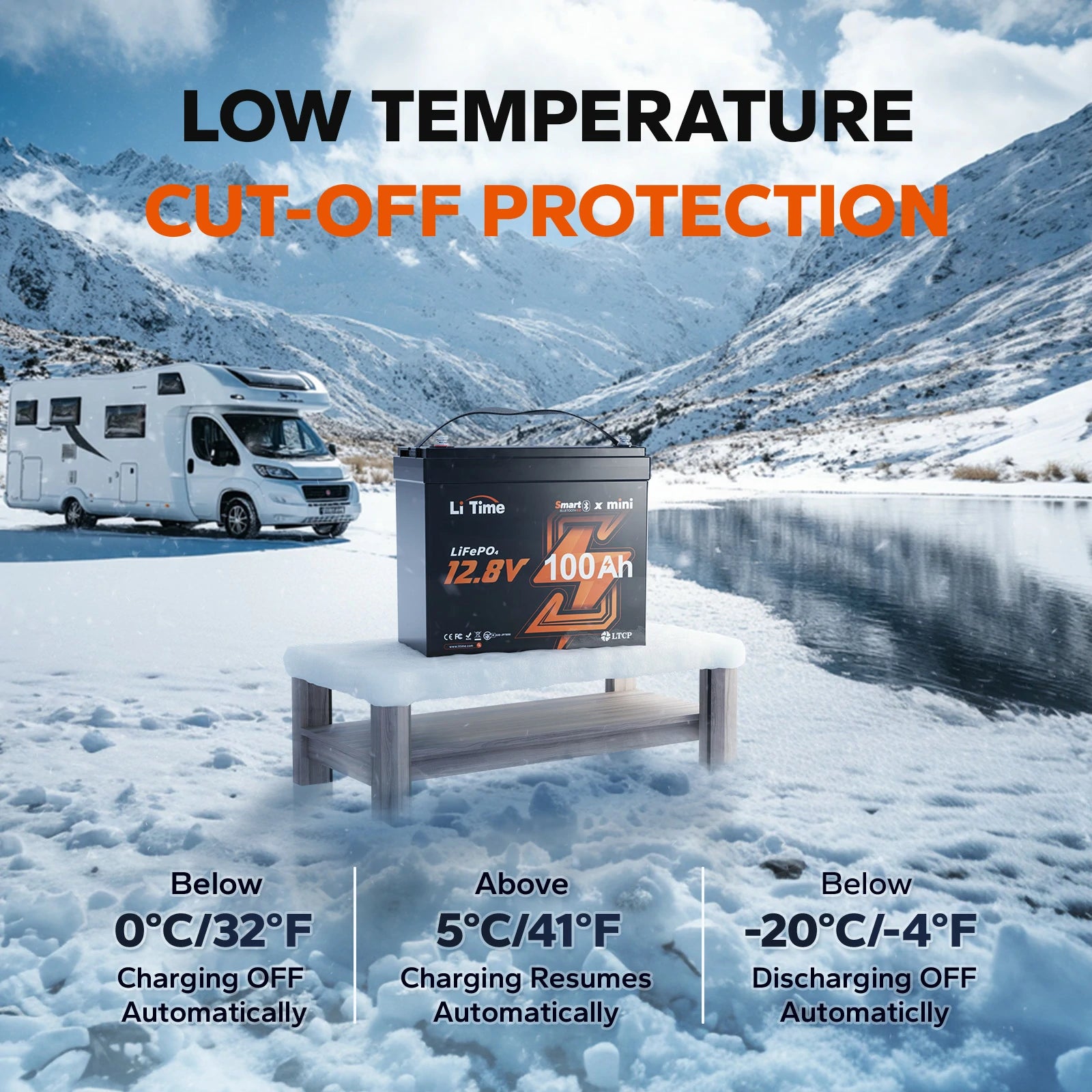 LiTime 12V 100Ah Batteries for Marine & RV