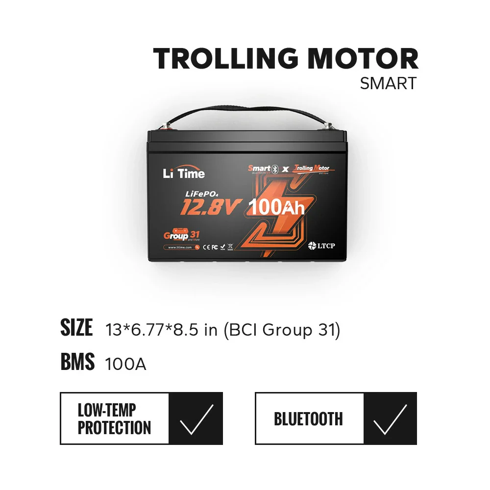LiTime 12V 100Ah Batteries for Marine & RV