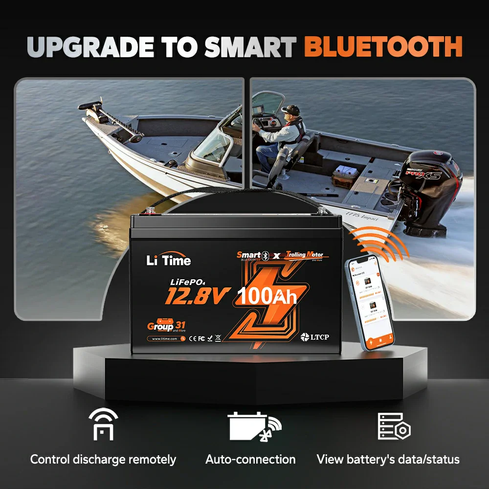 LiTime 12V 100Ah Batteries for Marine & RV