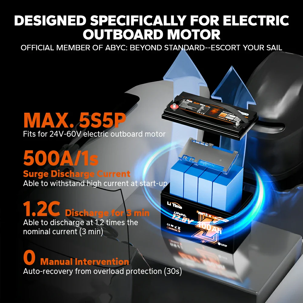 LiTime 12V 100Ah Batteries for Marine & RV