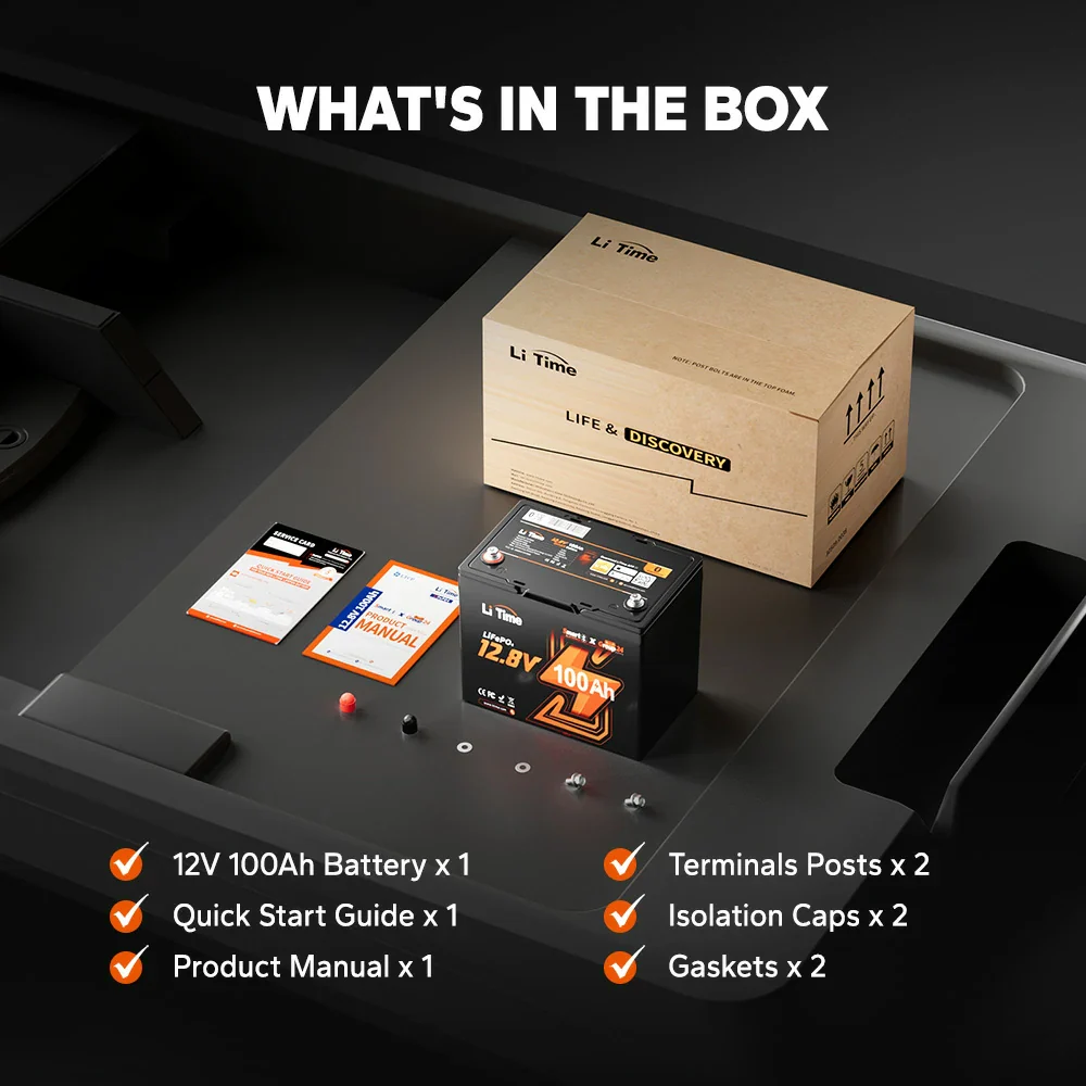 LiTime 12V 100Ah Group 24 Bluetooth LiFePO4 Lithium Deep Cycle Battery 10 LiTime 12V 100Ah Group 24 Bluetooth LiFePO4 Lithium Deep Cycle Battery