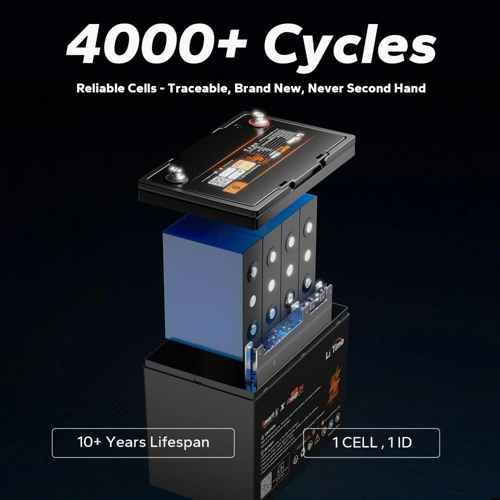 LiTime 12V 100Ah Group 24 Bluetooth LiFePO4 Lithium Deep Cycle Battery 7 LiTime 12V 100Ah Group 24 Bluetooth LiFePO4 Lithium Deep Cycle Battery