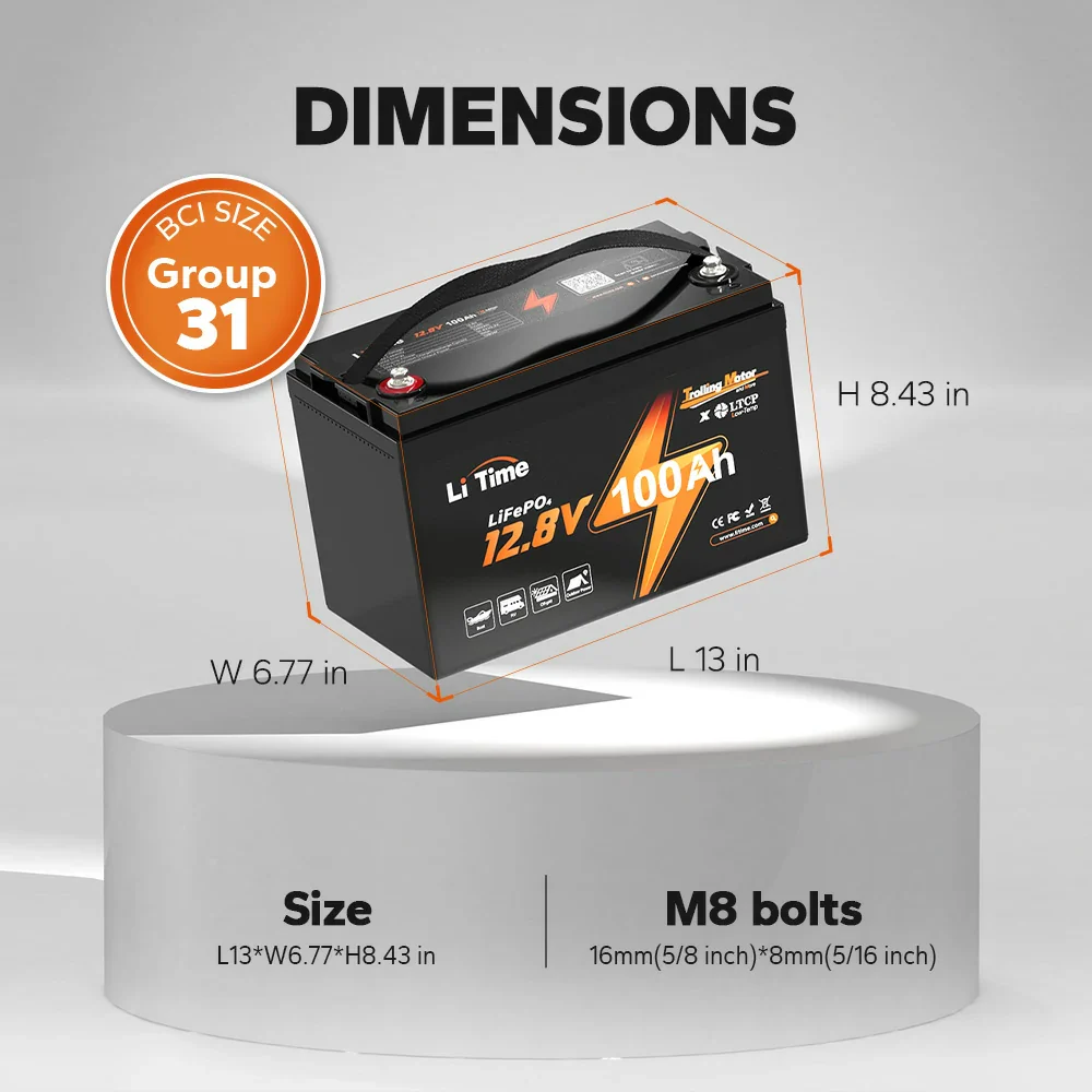LiTime 12V 100Ah TM Lithium Marine Trolling Motor Battery 3 LiTime 12V 100Ah TM Lithium Marine Trolling Motor Battery