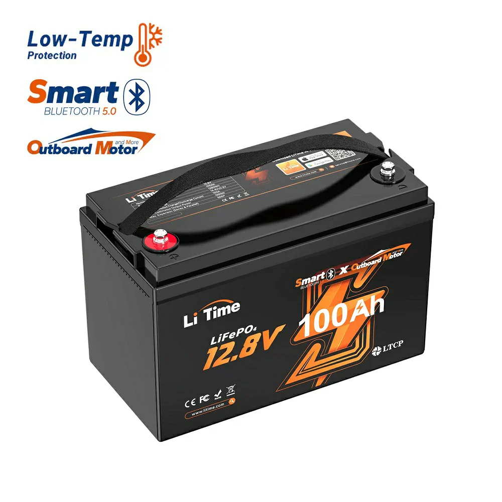 LiTime 12V 100Ah OBM Lithium Marine Battery for Electric Outboard Motors