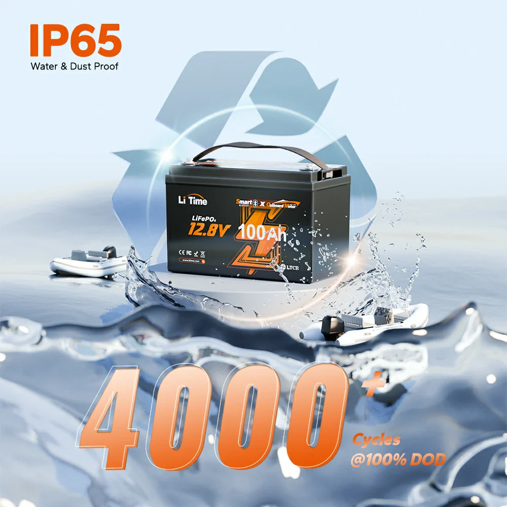 LiTime 12V 100Ah OBM Lithium Marine Battery for Electric Outboard Motors 9 LiTime 12V 100Ah OBM Lithium Marine Battery for Electric Outboard Motors