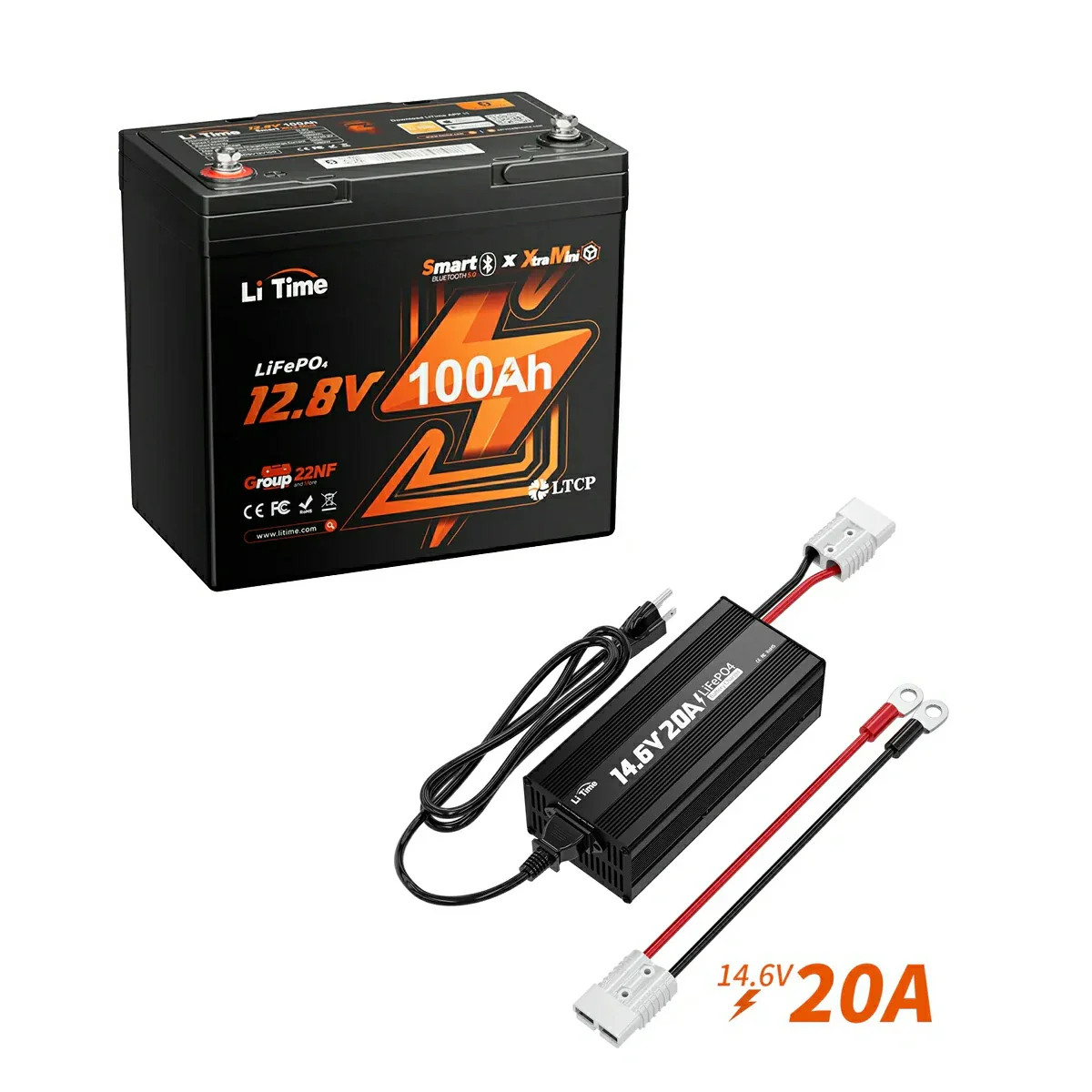 LiTime 12V 100Ah Xtra-Mini Bluetooth Small LiFePO4 Deep Cycle Battery 18 LiTime 12V 100Ah Xtra-Mini Bluetooth Small LiFePO4 Deep Cycle Battery
