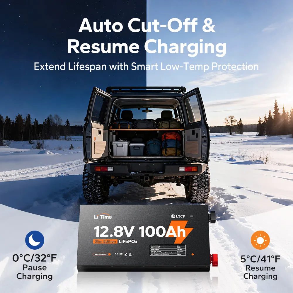 LiTime 12V 100Ah Slim LiFePO4 Lithium Metal Case Deep Cycle Battery 5 LiTime 12V 100Ah Slim LiFePO4 Lithium Metal Case Deep Cycle Battery