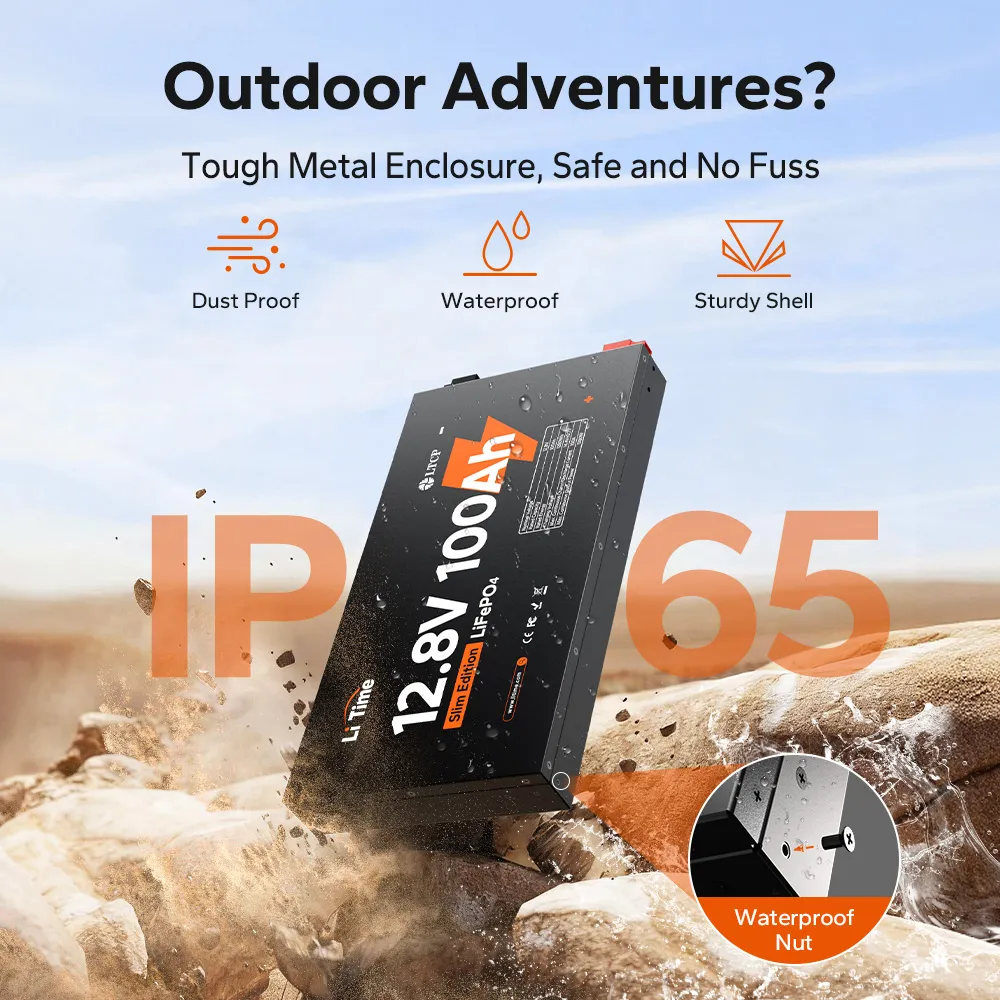 LiTime 12V 100Ah Slim LiFePO4 Lithium Metal Case Deep Cycle Battery 6 LiTime 12V 100Ah Slim LiFePO4 Lithium Metal Case Deep Cycle Battery