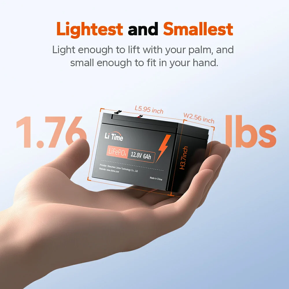 LiTime 12V 6Ah LiFePO4 Lithium Battery