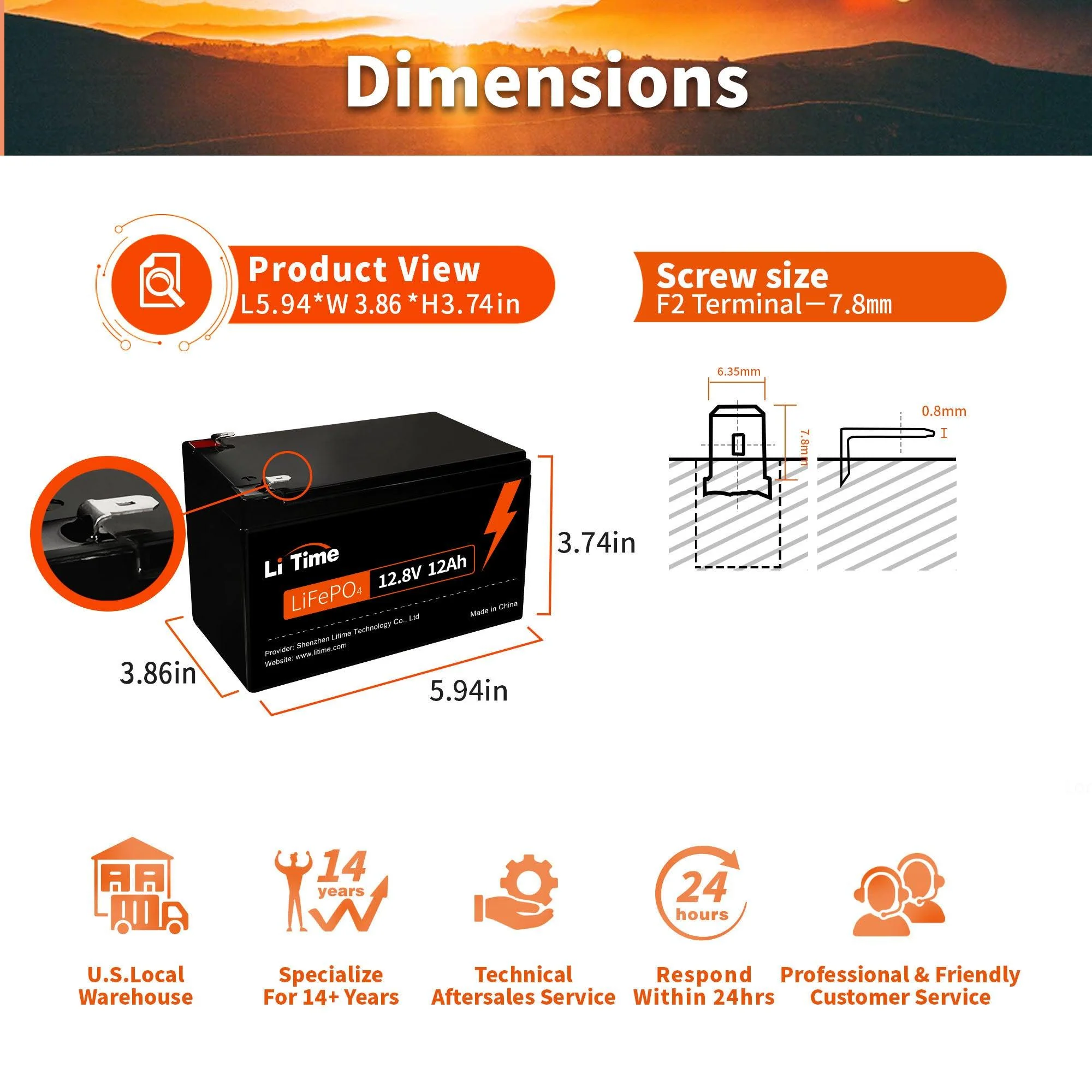 LiTime 12V 12Ah LiFePO4 Lithium Battery for Fish Finder