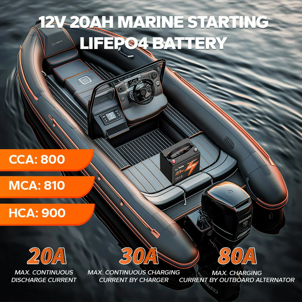 LiTime 12V 20Ah 800 CCA Marine Starting Lithium Battery 4 LiTime 12V 20Ah 800 CCA Marine Starting Lithium Battery