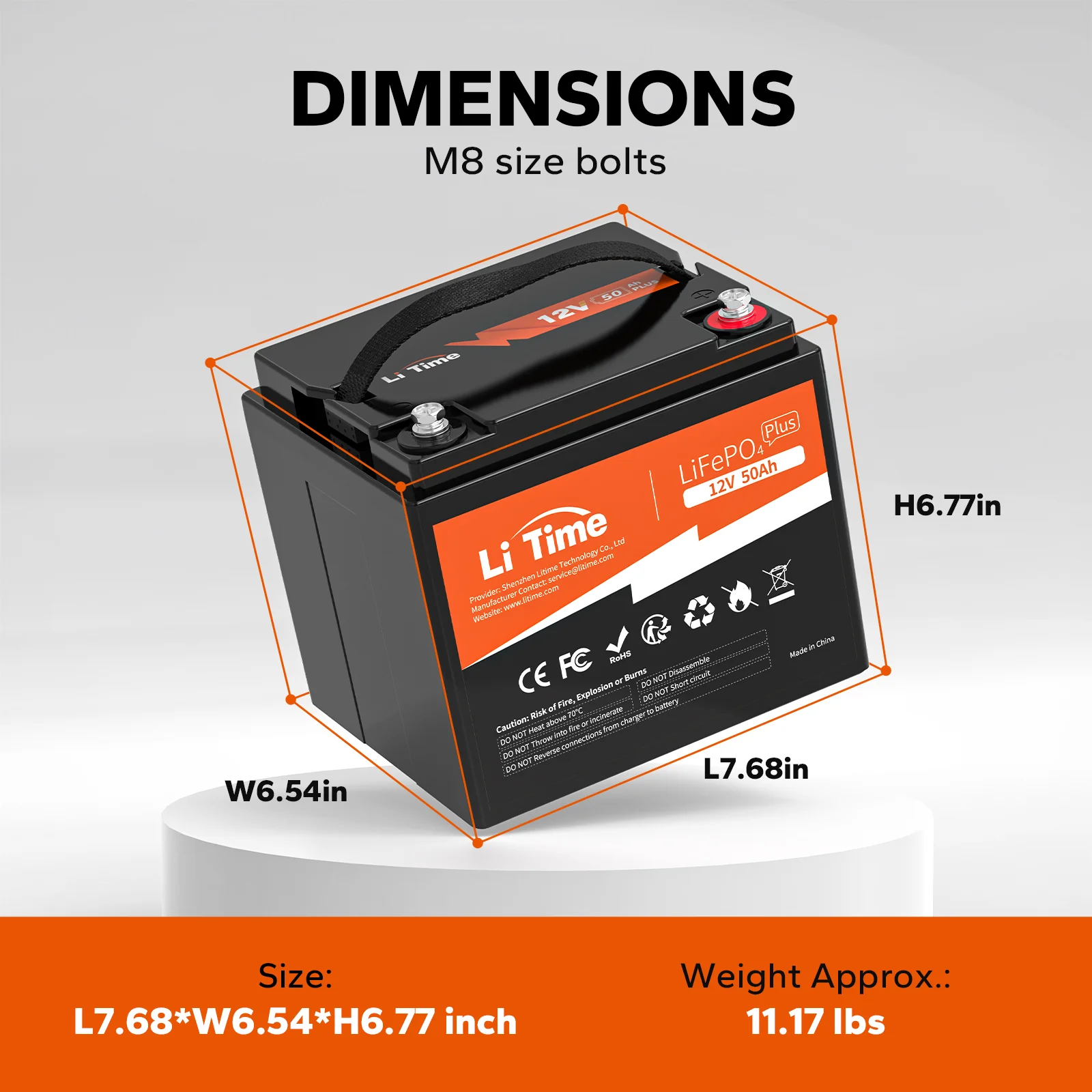 LiTime 12V 50Ah Lithium Battery for Marine, RV, Fish Finder