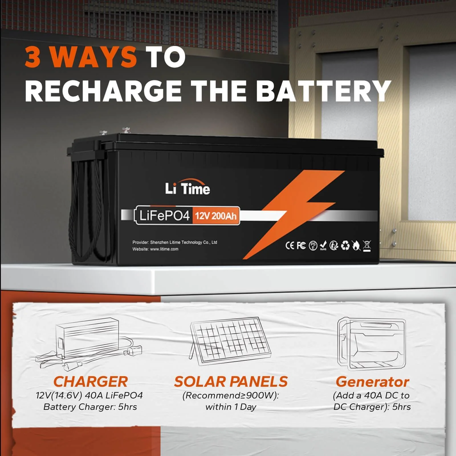 LiTime 12V 200Ah LiFePO4 Deep Cycle Lithium Battery 12 LiTime 12V 200Ah LiFePO4 Deep Cycle Lithium Battery
