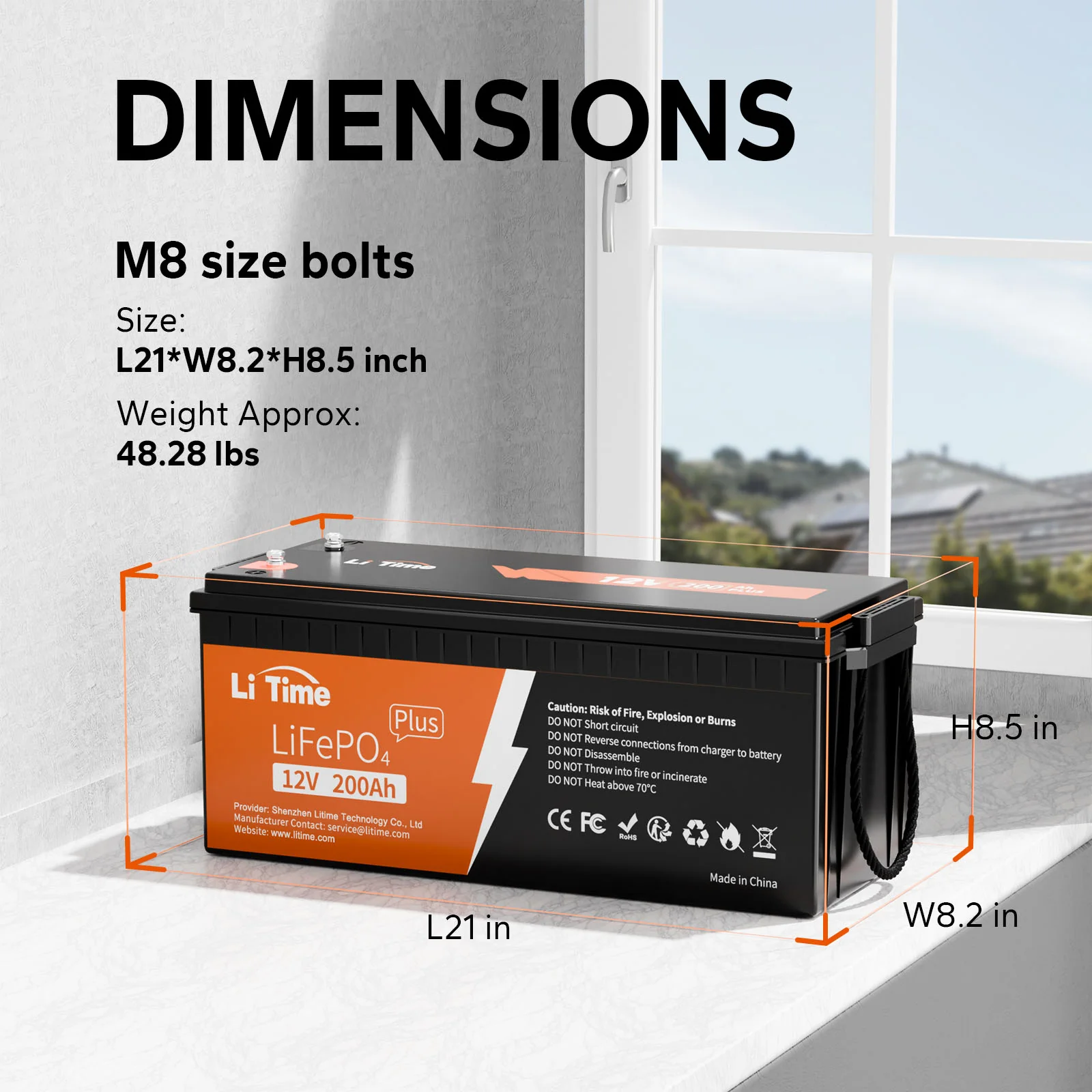 LiTime 12V 200Ah Plus LiFePO4 Lithium Battery - 200A BMS